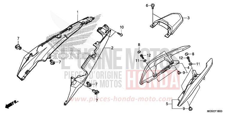 MOULURE DE SIEGE von NC700S Schaltgetriebe SEAL SILVER METALLIC (NHA14) von 2013